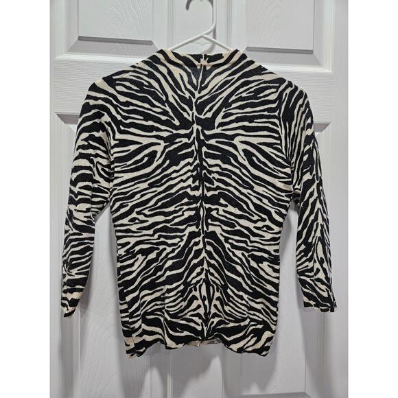 J. Crew 100% Merino Wool Zebra Animal Print Cardigan Size S - Picture 7 of 10